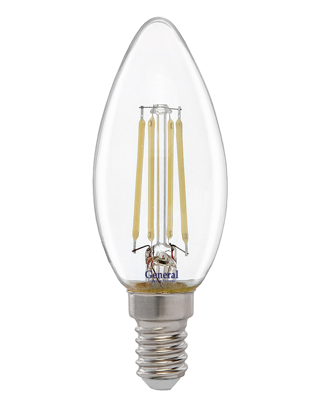 GENERAL FLP Лампа филамент прозрачный Свеча 7W 4500К Е14